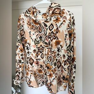 Floral Print Button-Up Blouse